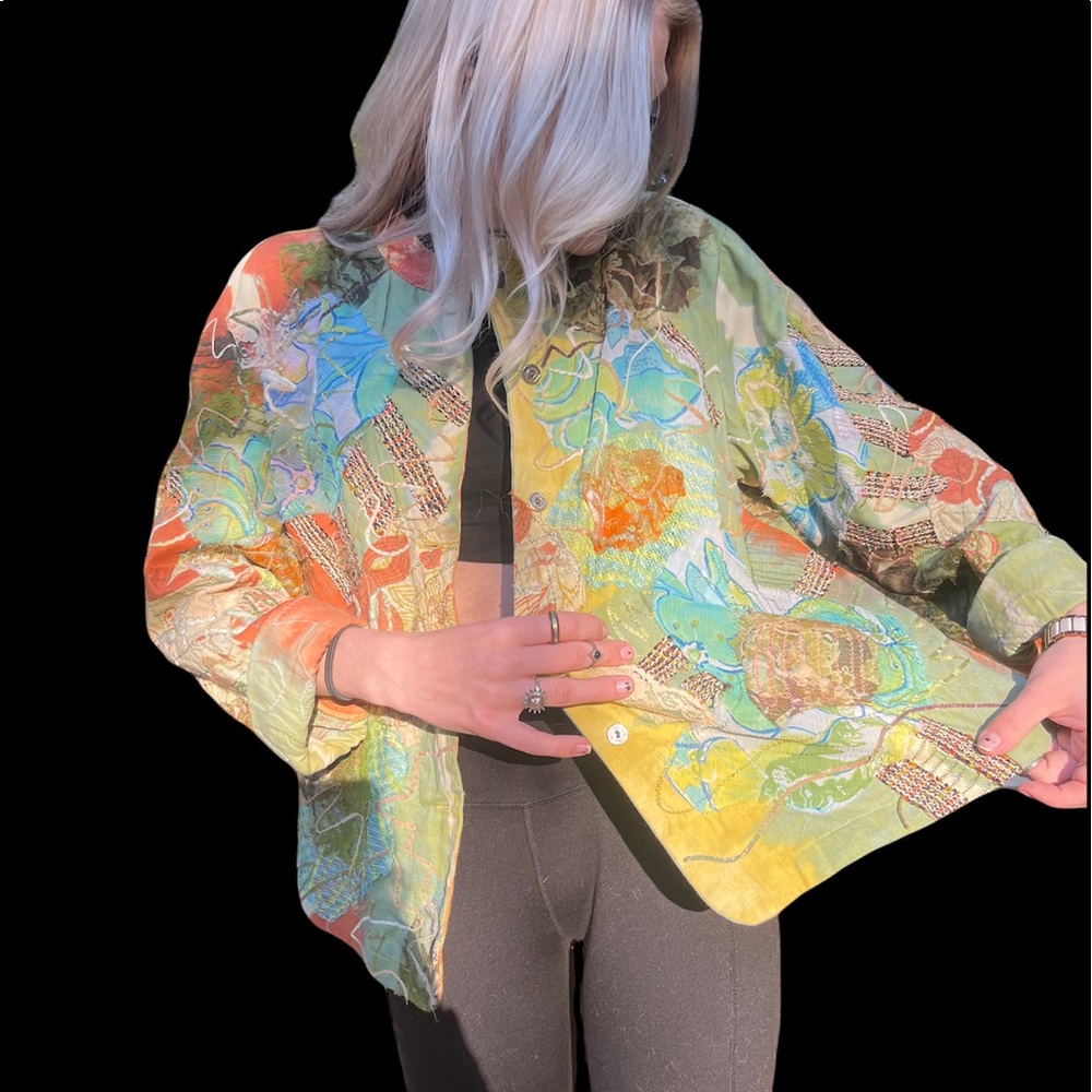 Abstract Vintage Pattern Jacket Coat - image 5